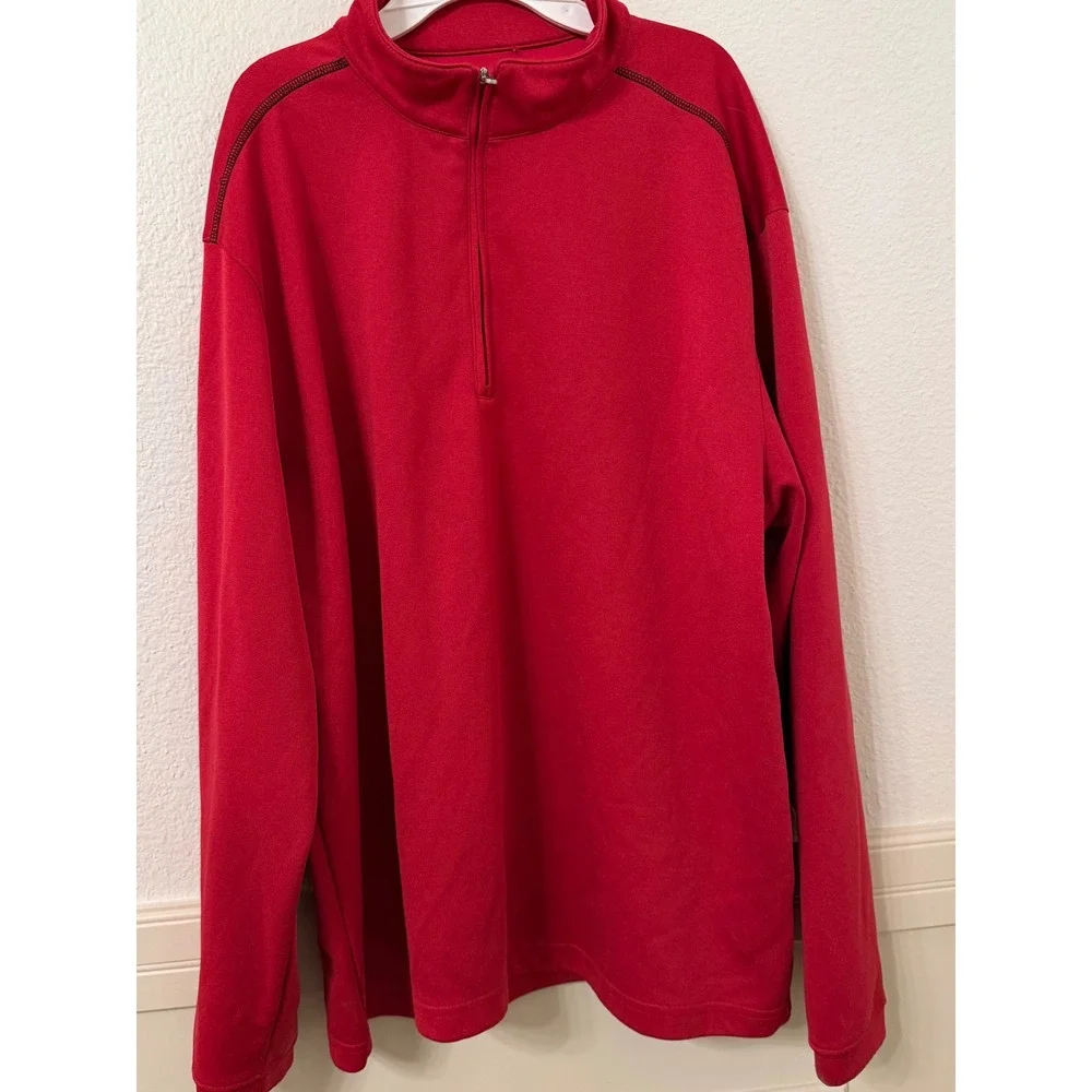 Pebble Beach Performance Mens XL Red Quarter Zip Pullover Sweater Long Sleeve